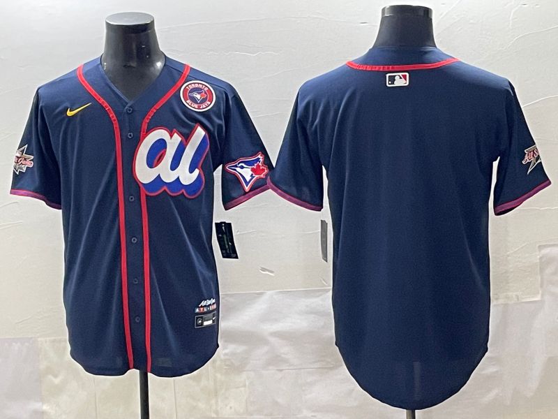 Men 2025 Toronto Blue Jays Blank Drak Blue All star Blank Blue Nike MLB Jersey style 2